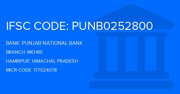 Punjab National Bank (PNB) Mehre Branch IFSC Code