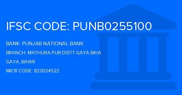 Punjab National Bank (PNB) Mathura Pur Distt Gaya Biha Branch IFSC Code