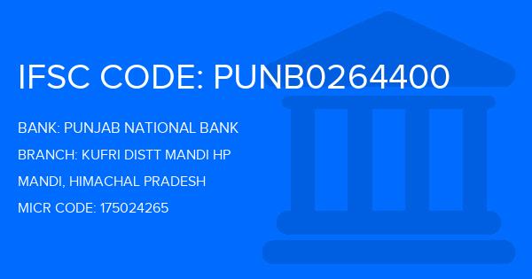 Punjab National Bank (PNB) Kufri Distt Mandi Hp Branch IFSC Code