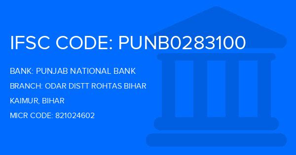 Punjab National Bank (PNB) Odar Distt Rohtas Bihar Branch IFSC Code