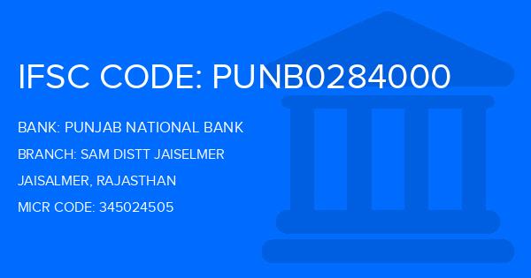 Punjab National Bank (PNB) Sam Distt Jaiselmer Branch IFSC Code