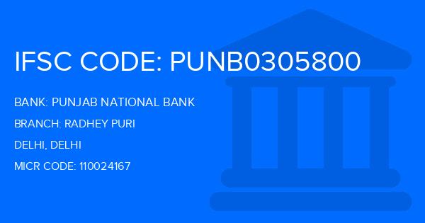 Punjab National Bank (PNB) Radhey Puri Branch IFSC Code