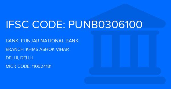 Punjab National Bank (PNB) Khms Ashok Vihar Branch IFSC Code