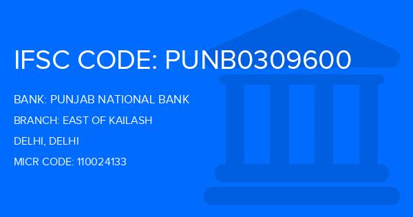 Punjab National Bank (PNB) East Of Kailash Branch IFSC Code