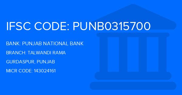 Punjab National Bank (PNB) Talwandi Rama Branch IFSC Code