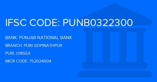Punjab National Bank (PNB) Puri Gopinathpur Branch IFSC Code