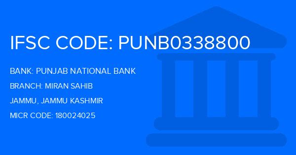 Punjab National Bank (PNB) Miran Sahib Branch IFSC Code