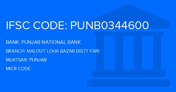 Punjab National Bank (PNB) Malout Loha Bazar Distt Fari Branch IFSC Code