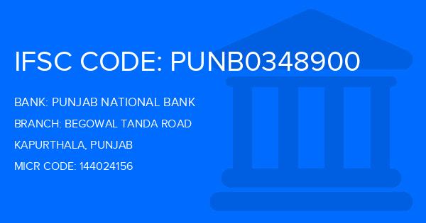 Punjab National Bank (PNB) Begowal Tanda Road Branch IFSC Code