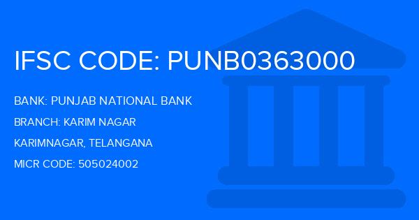 Punjab National Bank (PNB) Karim Nagar Branch IFSC Code