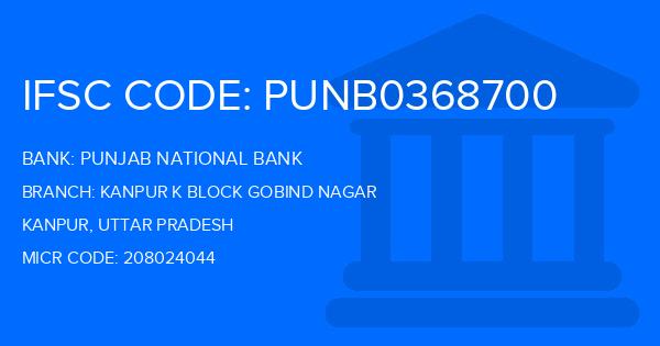 Punjab National Bank (PNB) Kanpur K Block Gobind Nagar Branch IFSC Code