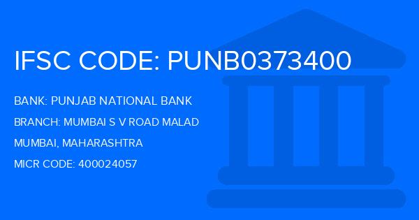 Punjab National Bank (PNB) Mumbai S V Road Malad Branch IFSC Code