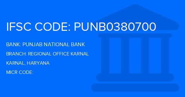 Punjab National Bank (PNB) Regional Office Karnal Branch IFSC Code