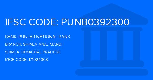 Punjab National Bank (PNB) Shimla Anaj Mandi Branch IFSC Code