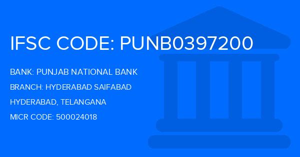 Punjab National Bank (PNB) Hyderabad Saifabad Branch IFSC Code