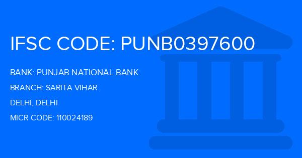 Punjab National Bank (PNB) Sarita Vihar Branch IFSC Code