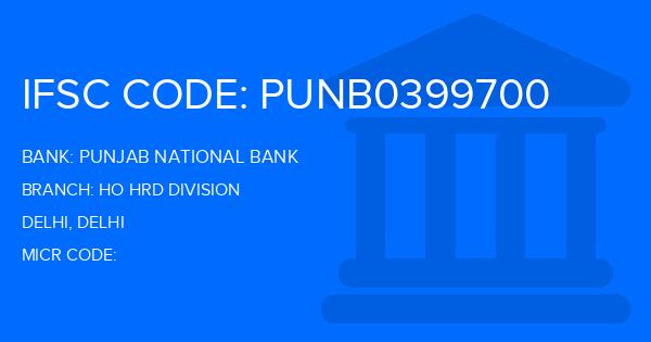 Punjab National Bank (PNB) Ho Hrd Division Branch IFSC Code