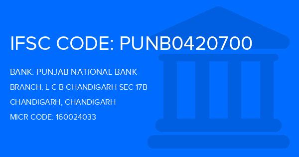 Punjab National Bank (PNB) L C B Chandigarh Sec 17B Branch IFSC Code