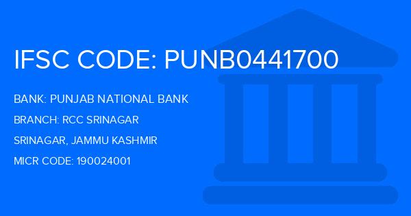 Punjab National Bank (PNB) Rcc Srinagar Branch IFSC Code