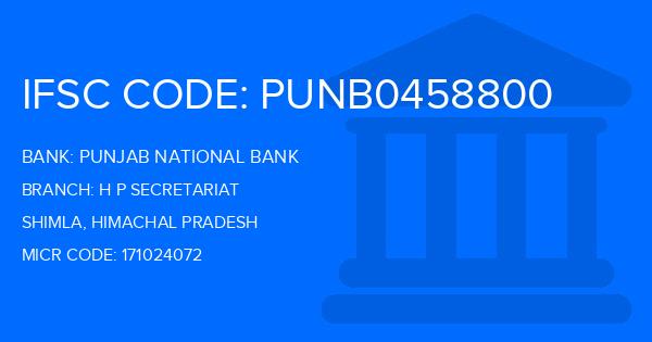 Punjab National Bank (PNB) H P Secretariat Branch IFSC Code