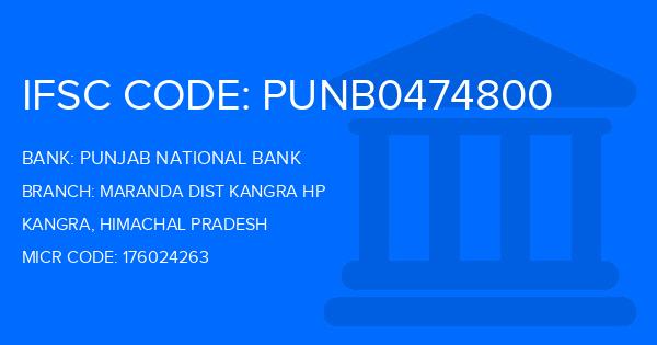 Punjab National Bank (PNB) Maranda Dist Kangra Hp Branch IFSC Code