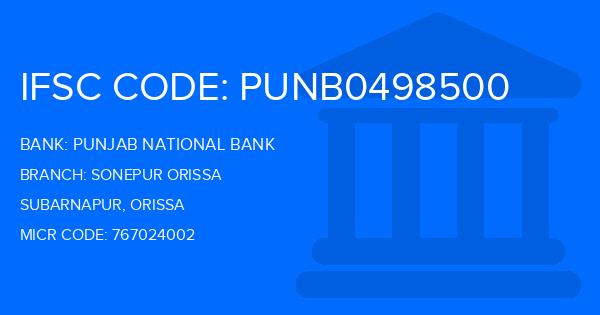 Punjab National Bank (PNB) Sonepur Orissa Branch IFSC Code