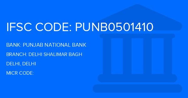 Punjab National Bank (PNB) Delhi Shalimar Bagh Branch IFSC Code