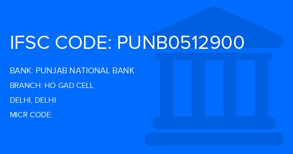 Punjab National Bank (PNB) Ho Gad Cell Branch IFSC Code