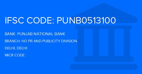 Punjab National Bank (PNB) Ho Pr And Publicity Division Branch IFSC Code