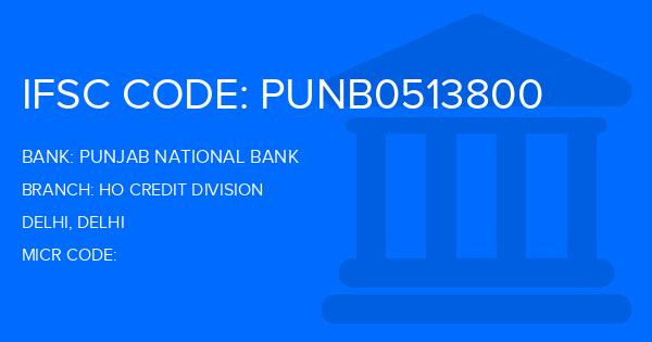 Punjab National Bank (PNB) Ho Credit Division Branch IFSC Code