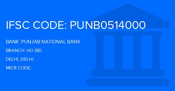 Punjab National Bank (PNB) Ho Ibd Branch IFSC Code