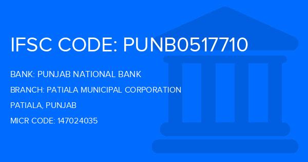 Punjab National Bank (PNB) Patiala Municipal Corporation Branch IFSC Code