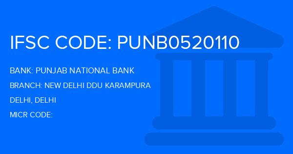 Punjab National Bank (PNB) New Delhi Ddu Karampura Branch IFSC Code