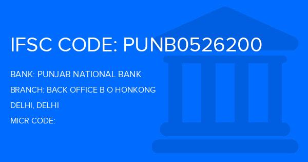 Punjab National Bank (PNB) Back Office B O Honkong Branch IFSC Code