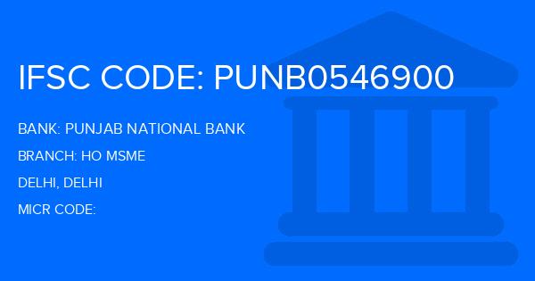 Punjab National Bank (PNB) Ho Msme Branch IFSC Code