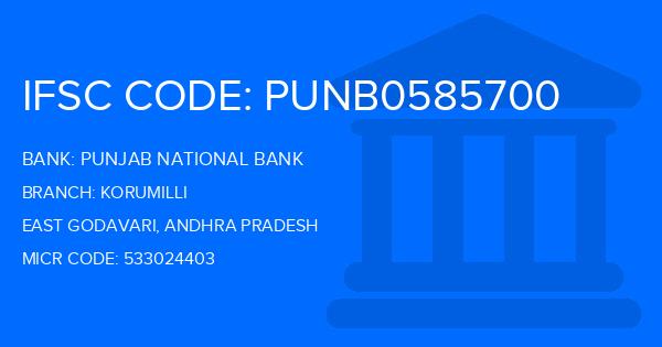 Punjab National Bank (PNB) Korumilli Branch IFSC Code