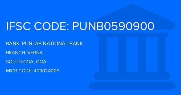 Punjab National Bank (PNB) Verna Branch IFSC Code