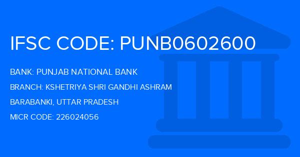 Punjab National Bank (PNB) Kshetriya Shri Gandhi Ashram Branch IFSC Code
