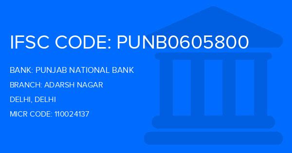 Punjab National Bank (PNB) Adarsh Nagar Branch IFSC Code