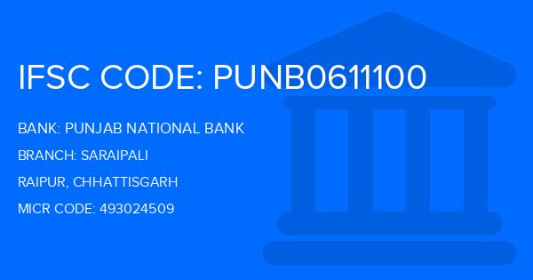 Punjab National Bank (PNB) Saraipali Branch IFSC Code