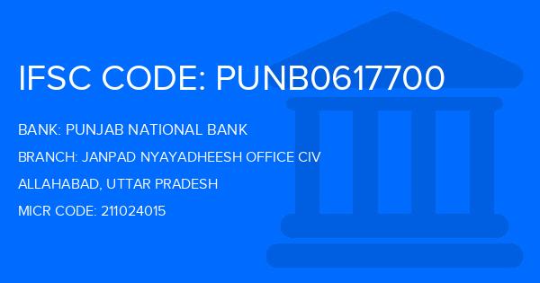 Punjab National Bank (PNB) Janpad Nyayadheesh Office Civ Branch IFSC Code