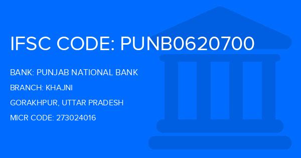Punjab National Bank (PNB) Khajni Branch IFSC Code