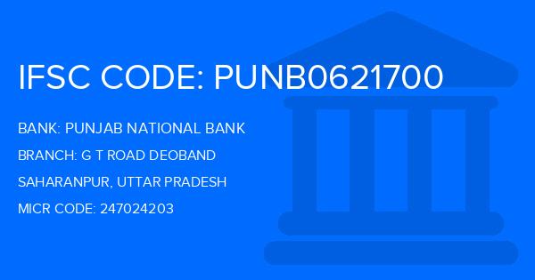 Punjab National Bank (PNB) G T Road Deoband Branch IFSC Code