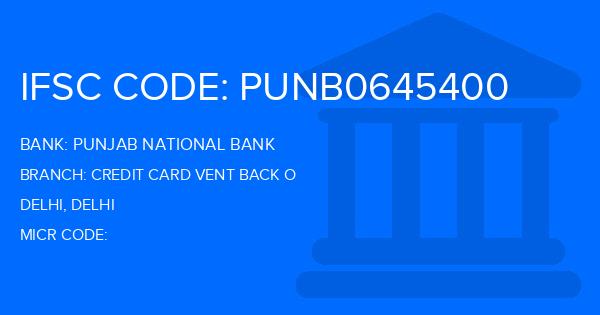 Punjab National Bank (PNB) Credit Card Vent Back O Branch IFSC Code