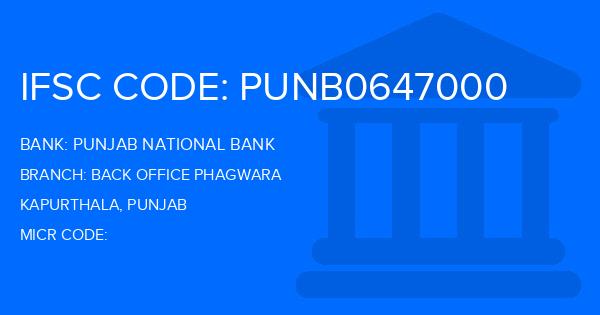 Punjab National Bank (PNB) Back Office Phagwara Branch IFSC Code