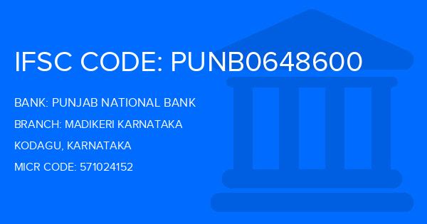 Punjab National Bank (PNB) Madikeri Karnataka Branch IFSC Code