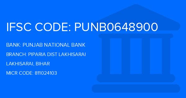 Punjab National Bank (PNB) Piparia Dist Lakhisarai Branch IFSC Code