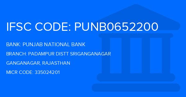 Punjab National Bank (PNB) Padampur Distt Sriganganagar Branch IFSC Code