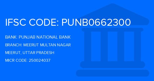 Punjab National Bank (PNB) Meerut Multan Nagar Branch IFSC Code
