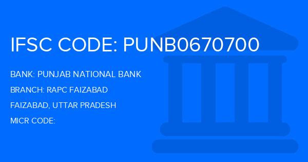 Punjab National Bank (PNB) Rapc Faizabad Branch IFSC Code